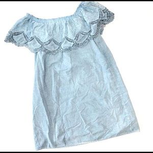 Chambray Off the  Shoulder Dress - M
